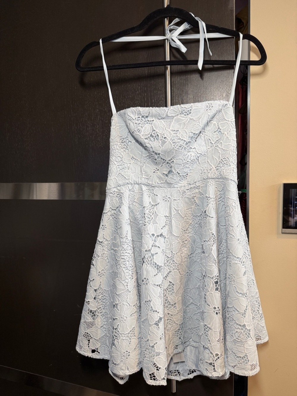 Ever New Light Blue Lace Strapless Dress